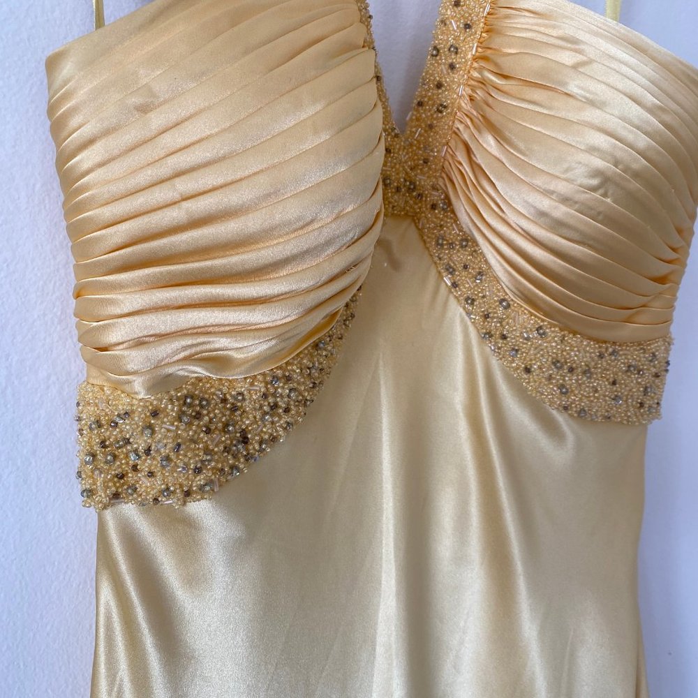 Morrell Maxie Formal Gown Gold w/ Beaded Detail - Picture 2 of 5